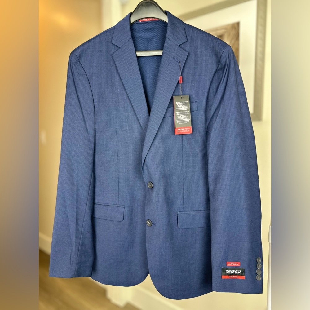 NWT Kenneth Cole Awearness Slim Fit Blazer, blue, size 42L / 36W